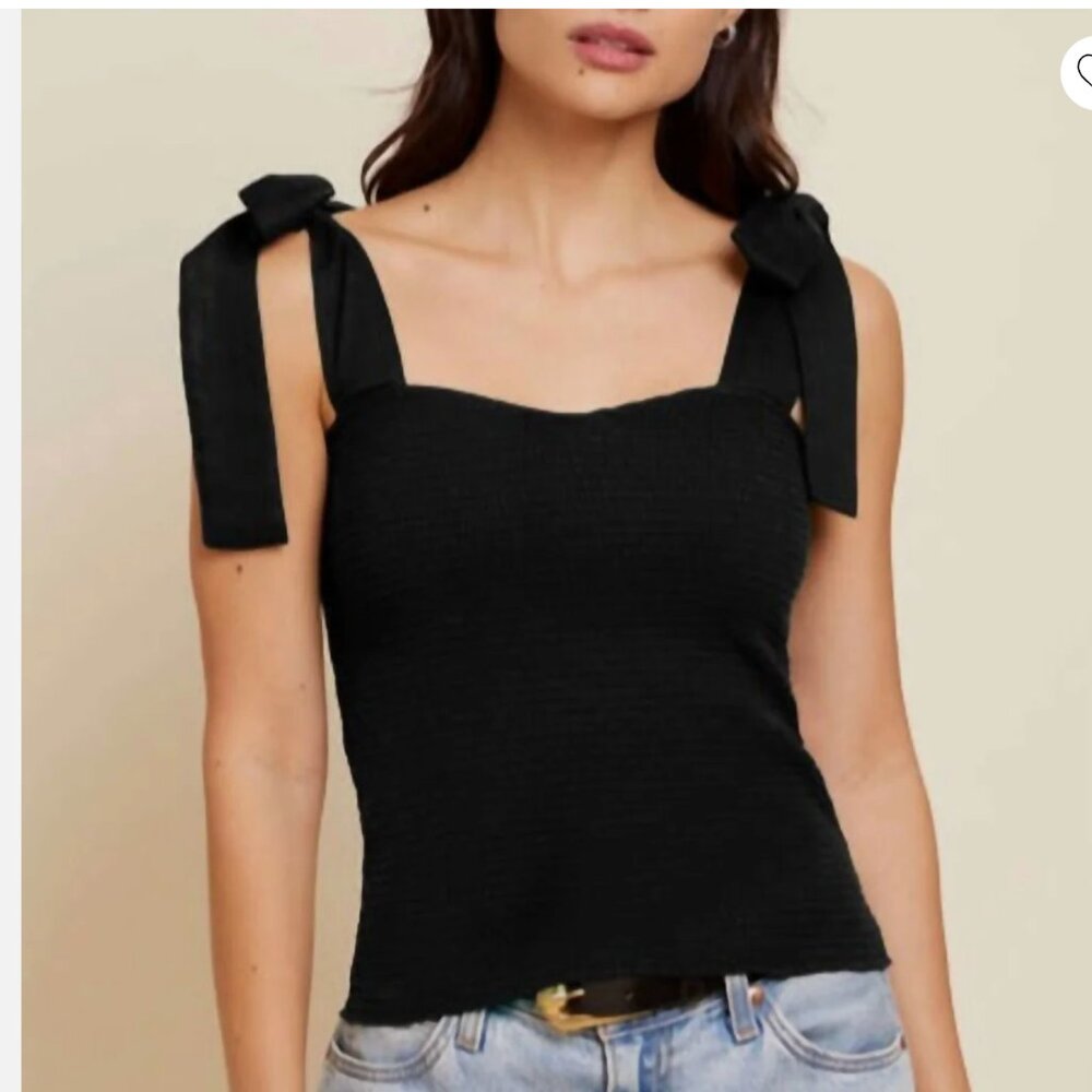 NATION LTD Brynn girly tank top with contrast in jet black NWT Size XS NWT!!